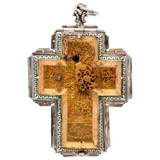 Austrian rock crystal and enamel cruciform pendant watch Circa 1850
