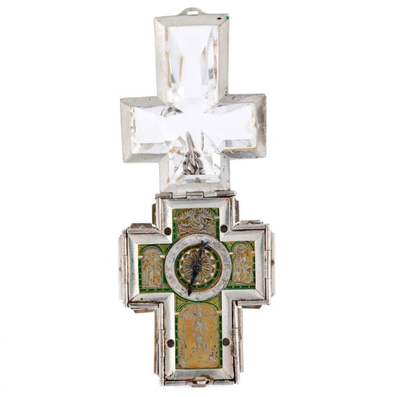 Austrian rock crystal and enamel cruciform pendant watch Circa 1850 Austrian rock crystal and enamel cruciform pendant watch Circa 1850