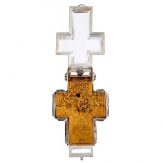 Austrian rock crystal and enamel cruciform pendant watch Circa 1850