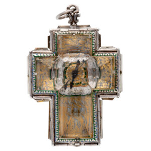 Austrian rock crystal and enamel cruciform pendant watch Circa 1850
