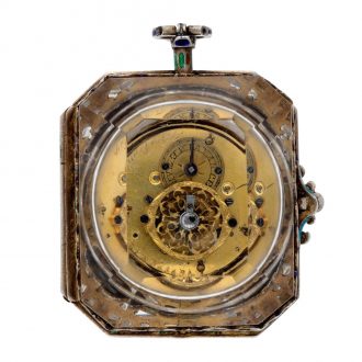 Austrian/Swiss silver, enamel and rock crystal watch Circa 1845