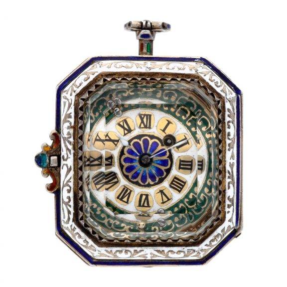 Austrian/Swiss silver, enamel and rock crystal watch Circa 1845