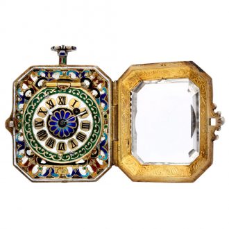 Austrian/Swiss silver, enamel and rock crystal watch Circa 1845