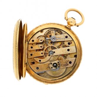 Swiss gold and enamel hunting cased lever watch Circa 1860