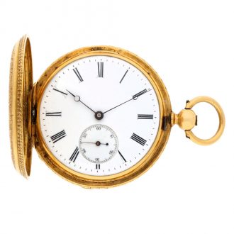 Swiss gold and enamel hunting cased lever watch Circa 1860