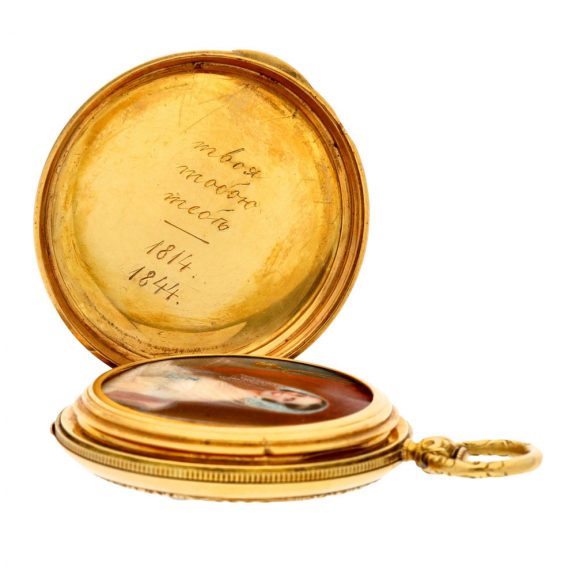 Swiss gold and enamel commemoration pocket watch Circa 1844 Swiss gold and enamel commemoration pocket watch Circa 1844