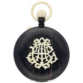 Rare Swiss ebony and ivory keyless lever pocket watch Circa 1890