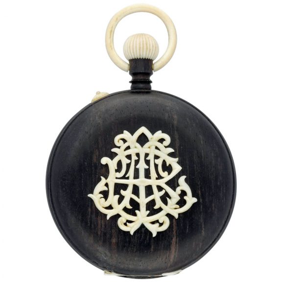 Rare Swiss ebony and ivory keyless lever pocket watch Circa 1890 Rare Swiss ebony and ivory keyless lever pocket watch Circa 1890