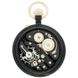Rare Swiss ebony and ivory keyless lever pocket watch Circa 1890