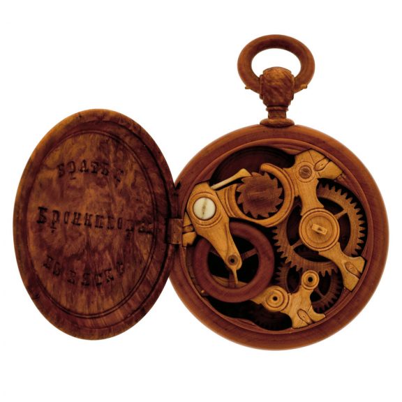 Rare Russian wood and ivory watch with wood link chain Circa 1860 Rare Russian wood and ivory watch with wood link chain Circa 1860