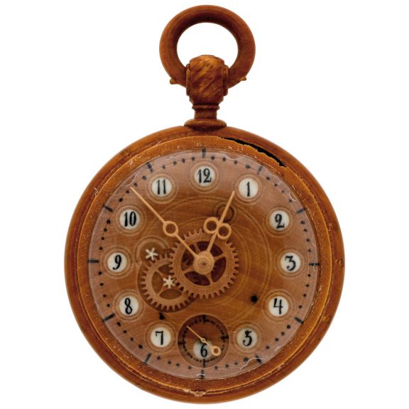 Rare Russian wood and ivory watch with wood link chain Circa 1860