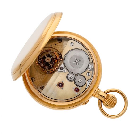 Swiss gold one minute tourbillon with power reserve Circa 1930 Swiss gold one minute tourbillon with power reserve Circa 1930