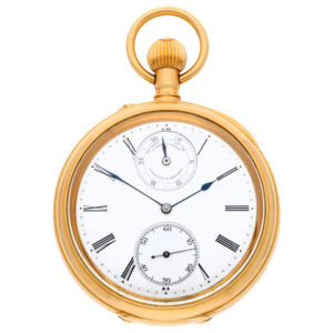 Swiss gold one minute tourbillon with power reserve Circa 1930
