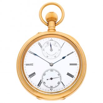 Swiss gold one minute tourbillon with power reserve Circa 1930