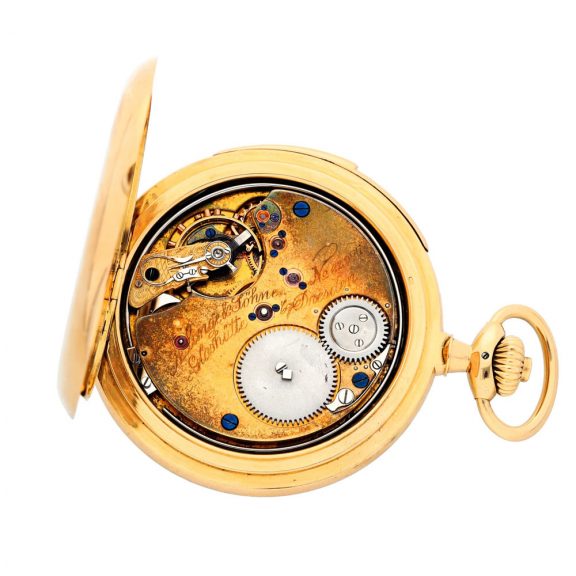 Rare German gold hunting cased watch with alarm Circa 1919 Rare German gold hunting cased watch with alarm Circa 1919