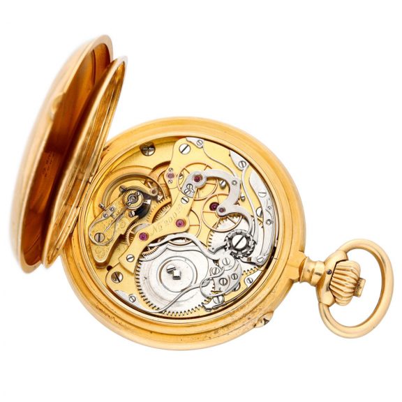 German gold keyless lever chronograph watch with register Circa 1910 German gold keyless lever chronograph watch with register Circa 1910