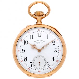 German 18K gold open faced keyless lever watch Circa 1890