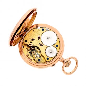 German pink gold open faced keyless lever watch Circa 1895