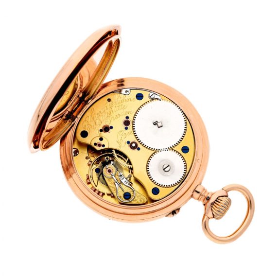 German pink gold open faced keyless lever watch Circa 1895 German pink gold open faced keyless lever watch Circa 1895
