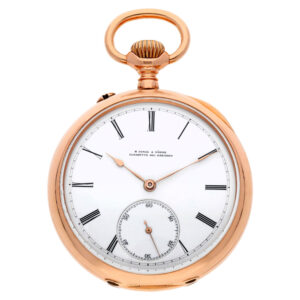 German pink gold open faced keyless lever watch Circa 1895