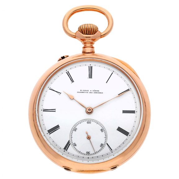 German pink gold open faced keyless lever watch Circa 1895