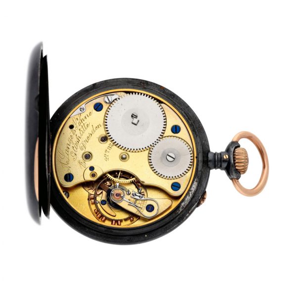 German gun metal open faced lever watch with chain Circa 1916 German gun metal open faced lever watch with chain Circa 1916
