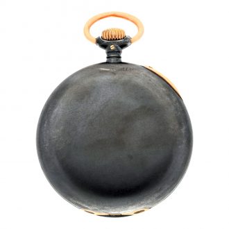 German gun metal open faced lever watch with chain Circa 1916