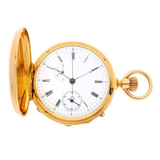 An extremely rare Swiss gold lever chronograph watch Circa 1871