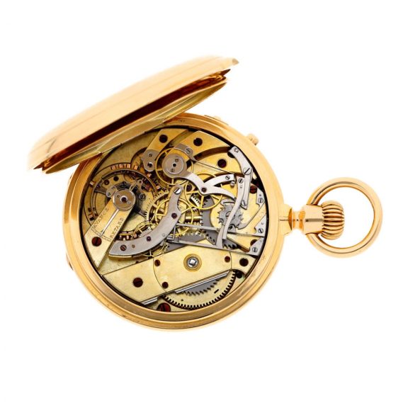 An extremely rare Swiss gold lever chronograph watch Circa 1871 An extremely rare Swiss gold lever chronograph watch Circa 1871