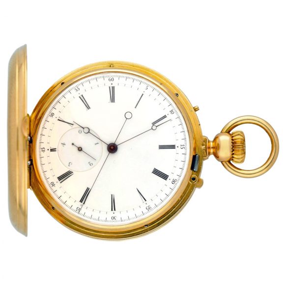French gold hunting cased keyless lever pocket watch Circa 1880