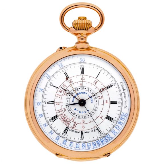 French 18 carat gold lever chronograph pocket watch Circa 1910