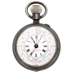 Rare French silver double keyless chronograph watch Circa 1900