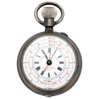 Rare French silver double keyless chronograph watch Circa 1900