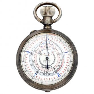 Rare French silver double keyless chronograph watch Circa 1900