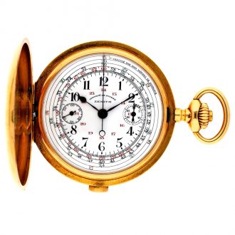 Swiss gold hunting cased lever chronograph watch Circa 1920