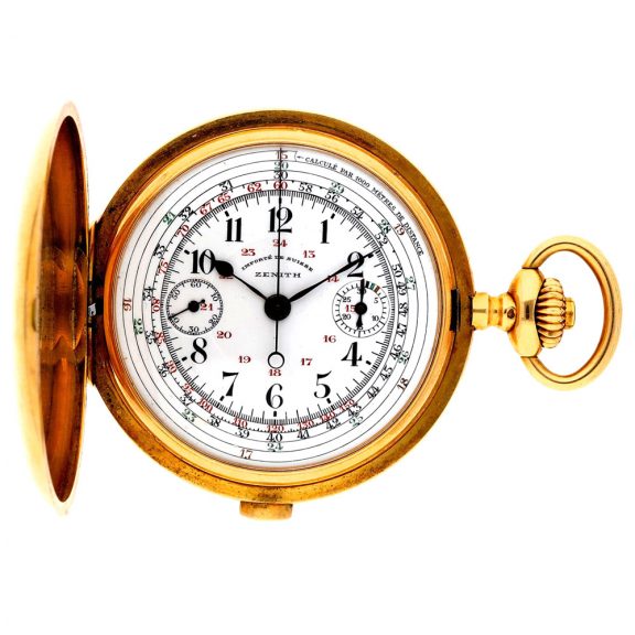 Swiss gold hunting cased lever chronograph watch Circa 1920