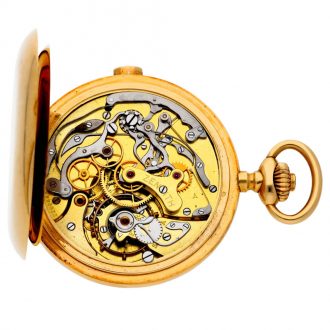 Swiss gold hunting cased lever chronograph watch Circa 1920