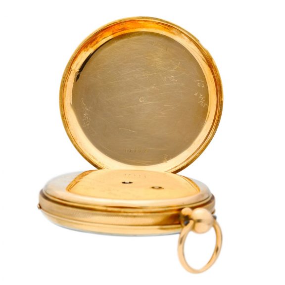 Swiss gold chronometer watch with day and date indication Circa 1860 Swiss gold chronometer watch with day and date indication Circa 1860
