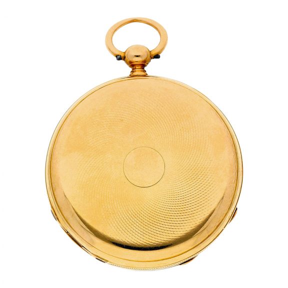 Swiss gold chronometer watch with day and date indication Circa 1860 Swiss gold chronometer watch with day and date indication Circa 1860