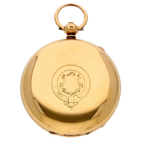English heavy gold lever watch with up and down indication Circa 1873 English heavy gold lever watch with up and down indication Circa 1873