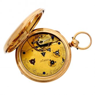 English heavy gold lever watch with up and down indication Circa 1873