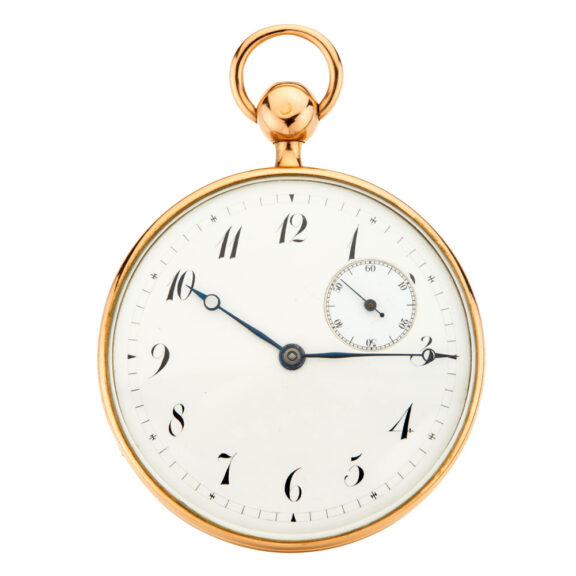 French 18 carat gold open faced quarter repeater Circa 1840 French 18 carat gold open faced quarter repeater Circa 1840