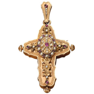 Swiss gold cross form pendant watch Circa 1890