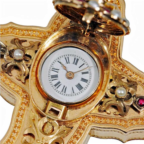 Swiss gold cross form pendant watch Circa 1890 Swiss gold cross form pendant watch Circa 1890