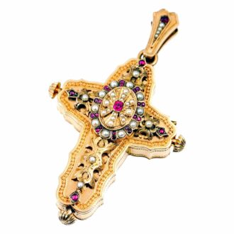 Swiss gold cross form pendant watch Circa 1890