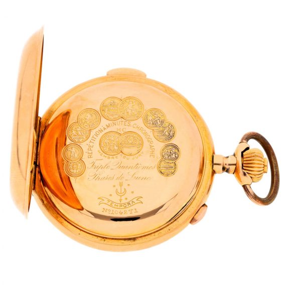 Swiss repeating calendar chronograph with moon phases Circa 1900 Swiss repeating calendar chronograph with moon phases Circa 1900