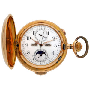 Swiss repeating calendar chronograph with moon phases Circa 1900