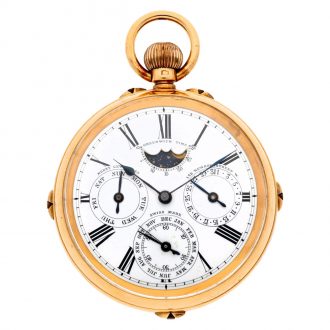English gold complicated double dialled World Time watch Circa 1900