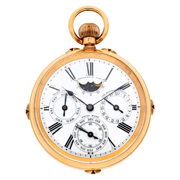 English gold complicated double dialled World Time watch Circa 1900