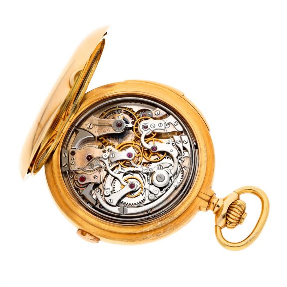 Swiss gold repeating chronograph watch with register Circa 1920 Swiss gold repeating chronograph watch with register Circa 1920